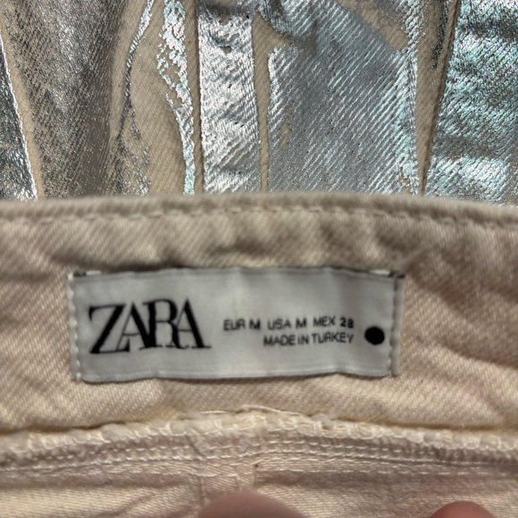 ZARA Sz M The Pleated High Waist Metallic Silver Midi Skirt NEW WITH TAGS - Picture 9 of 12